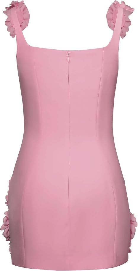 Women's Elaina Pink Rose Applique Mini Dress