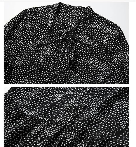 Women's Long-Sleeved Loose Floating Collar Mid-Length Skirt Slim Spring and Summer Printed Foreign Style Skirt