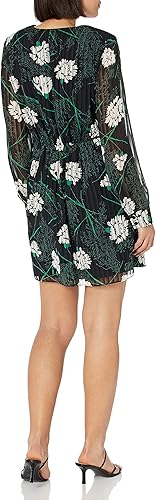 Women's Long Sleeve Mini Cocktail Dress with Surplice Wrap Style