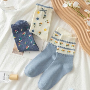 Blue flower socks