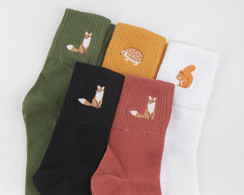 Woodland Animals Socks, Womens Socks