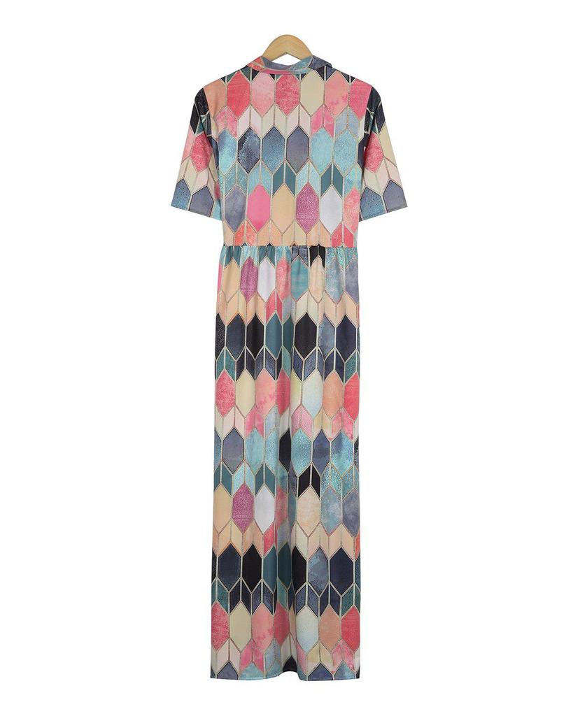 Stylish Print Short Sleeve Maxi Dress