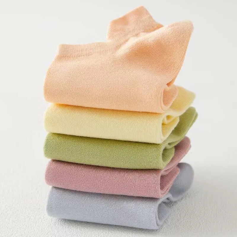 5 Pairs Women Socks Candy Color Breathable Sports Socks