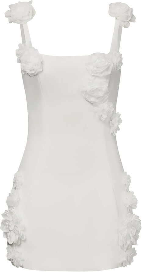 Women's Elaina Pink Rose Applique Mini Dress