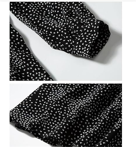 Women's Long-Sleeved Loose Floating Collar Mid-Length Skirt Slim Spring and Summer Printed Foreign Style Skirt