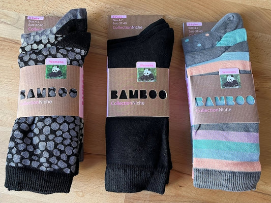 Women's 100% Bamboo Socks - 3 Pair Packs
